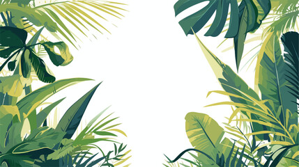 Green palm leaves as background 2d flat cartoon vac