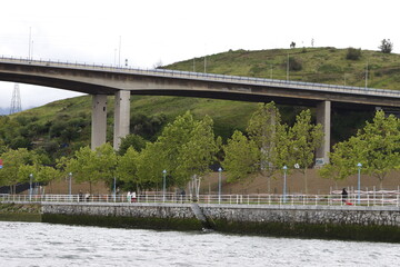 Concrete bridge in the suburbs of Bilbao