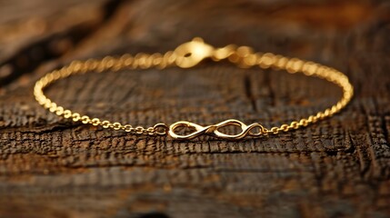 A snapshot of a thin, adjustable chain bracelet with a small infinity symbol charm, symbolizing timeless love and simplicity.