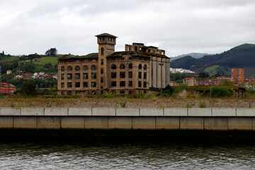 Industrial landscape in the estuary of Bilbao