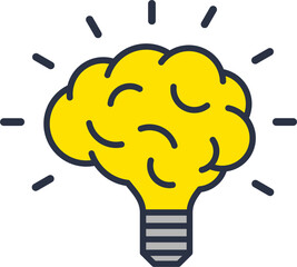 vector illustration of brain light bulb. idea, smart
