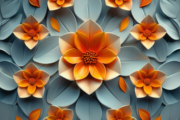 Bold orange backdrop complementing intricate geometric patterns, adding a sense of energy and excitement.