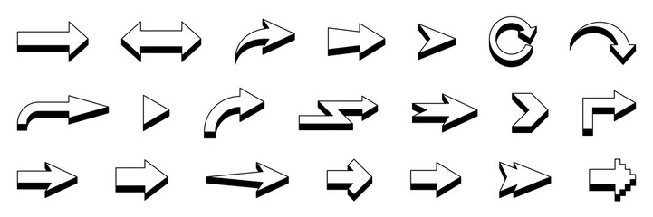 3d arrow direction vector set. sign, symbol - obrazy, fototapety, plakaty