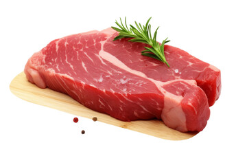 Culinary Elegance: A Succulent Slice of Meat Adorned With a Sprig of Rosemary. On a White or Clear Surface PNG Transparent Background.