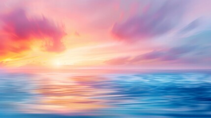 Fototapeta premium Abstract seascape with milky blurred layers of still water, surf, waves and clouds at sunset, Red Sea, Egypt