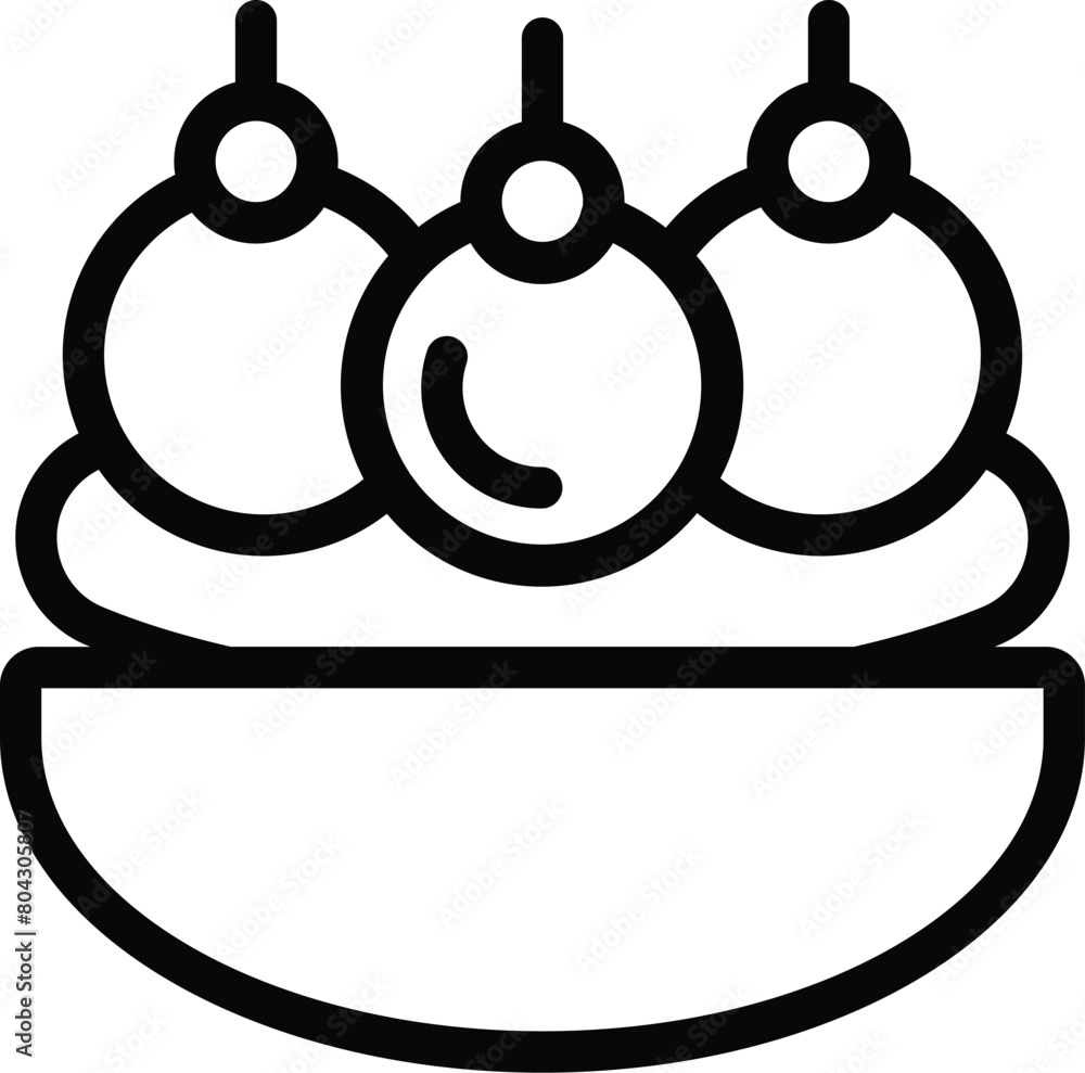 Wall mural banana split with nuts icon outline vector. delicious american dessert. frosting ice cream balls