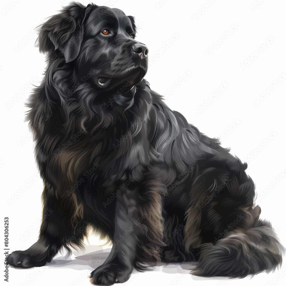 Wall mural newfoundland dog on white background