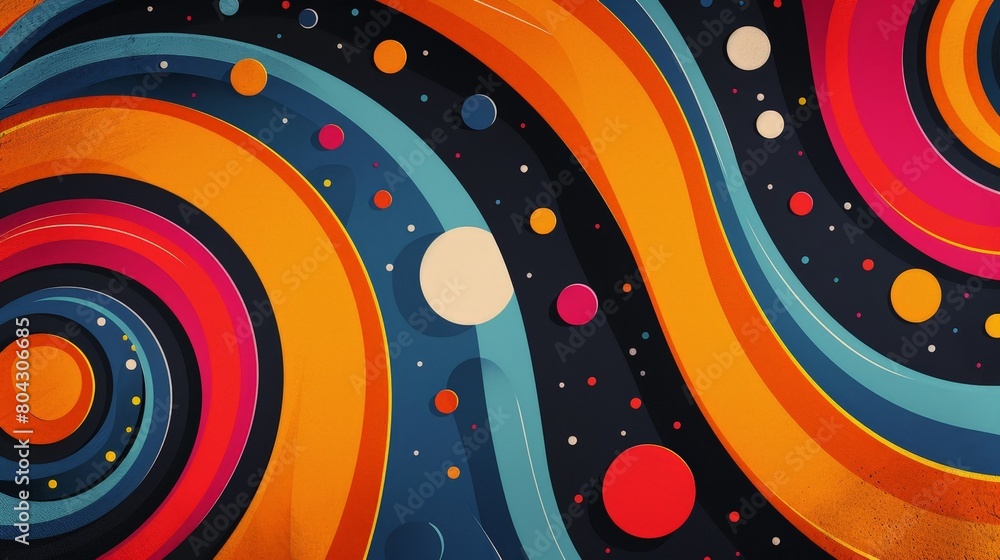 Poster abstract painting with circles and dots