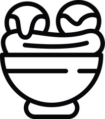 Ice cream banana split bowl icon outline vector. Vanilla topping flavor. Chilled American dessert