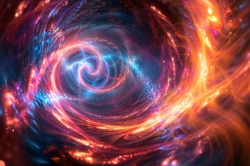 Obraz premium A swirling vortex of plasma inside a futuristic fusion reactor chamber.