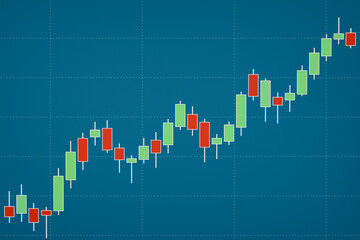 Candle stick chart, stock market and exchange device screen. Business, trading, growth, investment, profit, concept.