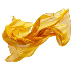 floating yellow fabric blowing isolate on transparency background PNG
