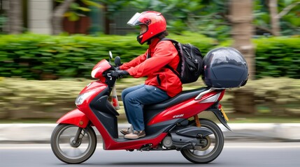 A delivery man delivering a package. Delivery courier service.
