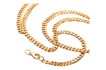 Gold jewelry gold chain bracelet Isolated on transparent background