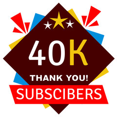 Thank you subscribers peoples, 40k online social group, happy banner celebrate, Vector illustration