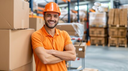 A delivery man delivering a package. Delivery courier service. 
