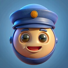 Illustration of happy police character with uniform and cap. Generative AI