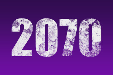 flat white grunge number of 2070 on purple background.	