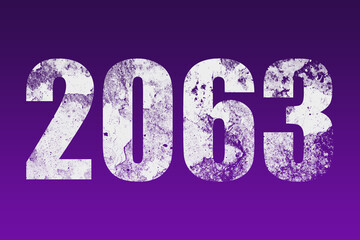 flat white grunge number of 2063 on purple background.	