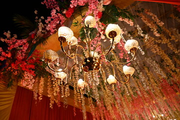Wedding Decoration , decorations at Indian wedding, Luxurious indian wedding decoration entrance decorated with lighting and flowers