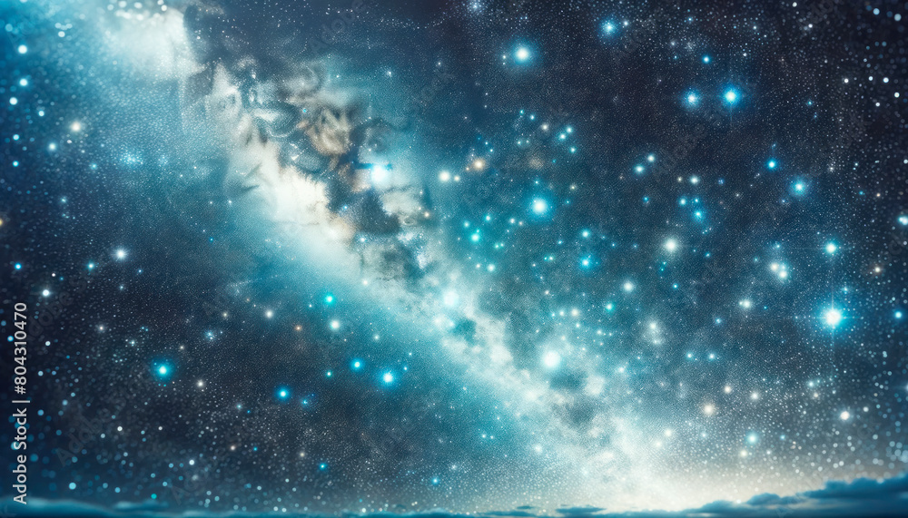 Aufkleber an expansive view of a starry night sky, showcasing a cosmic nebula, set on a dark background, depic