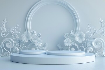 White Shelf With Circular Mirror