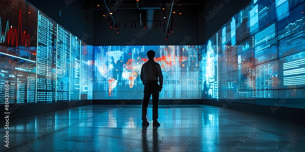 Aufkleber design interactive financial planning exhibit with real time data simulation to demonstrate financia