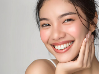 Obraz premium woman in close-up portrait, radiating beauty and glamour with her expressive eyes 