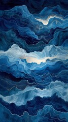 Blue Waves and White Clouds Painting