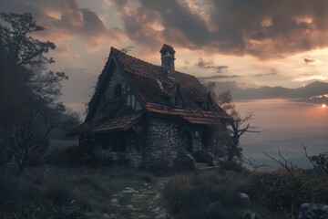 Obraz premium Abandoned House, Generative AI