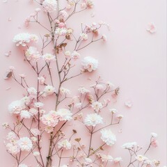 Fototapeta premium A beautiful arrangement of pink and white flowers on a pink background.