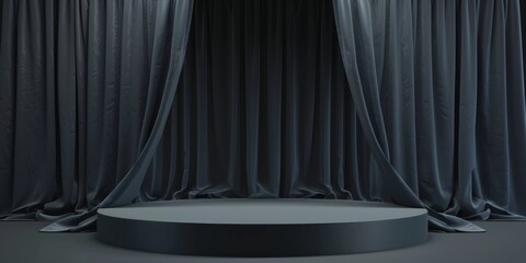 Stage With Curtains and Round Table
