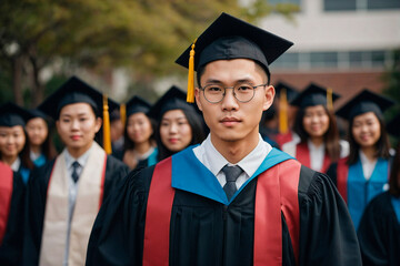 Portrait of a Handsome Asian American Man at Graduation
