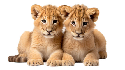 Majestic Duo: Two Baby Lions Basking in the Sun