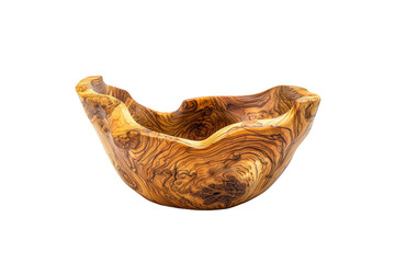 Fototapeta premium Hand Carved olive wooden bowl Isolated on transparent background