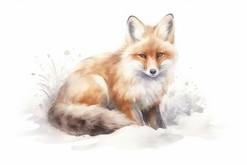 Obraz premium curious fox in a snowy landscape