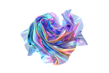 Holographic flowing iridescent colored Isolated on transparent background