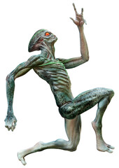 Fototapeta premium 3D Rendering Green Alien on White