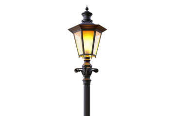 Illuminated lamp post Isolated on transparent background