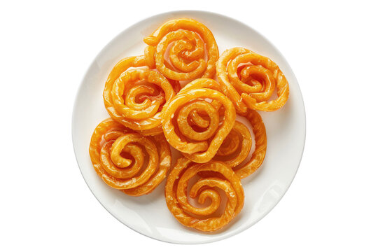 Jelebi on plate Isolated on transparent background