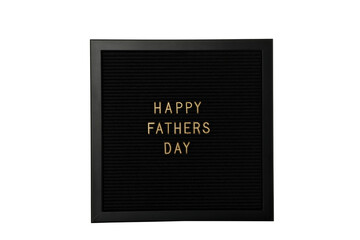PNG, Happy Father's Day lettering on black chalkboard, isolated on white background.