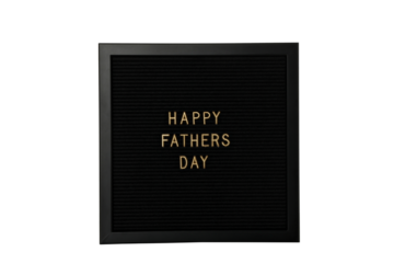 PNG, Happy Father's Day lettering on black chalkboard, isolated on white background.
