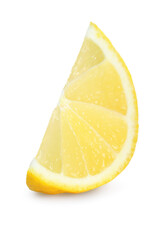 Slice of fresh lemon isolated on white