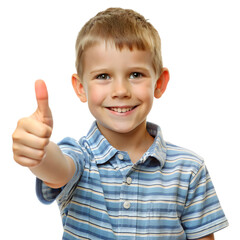 A Young Boy Giving Thumbs Up, Isolated on Transparent or White