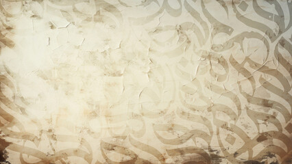 Arabic calligraphy wallpaper on a wall with a White Gray background and old paper interlacing....
