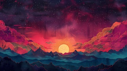 heaven cloud and sunset illustration poster background
