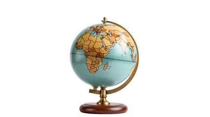 Mystical Blue and Gold Globe on a Majestic Wooden Stand