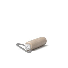 Tilted wooden handle bottle opener on white