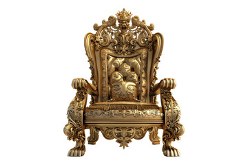Luxury golden throne Isolated on transparent background