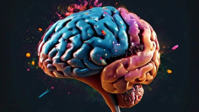 Colorful Human Brain Exploding with Creativity and Ideas